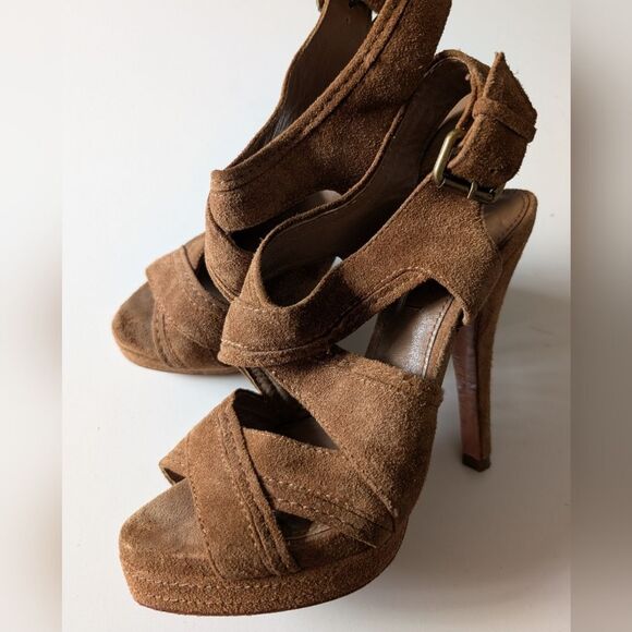 Massimo Dutti Suede Platform Sandals 37/7 - Picture 1 of 6